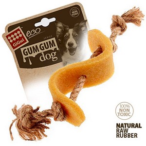 Игрушка GiGwi для собак Доллар, эко-резина/льняной ремешок, 13,5 см.