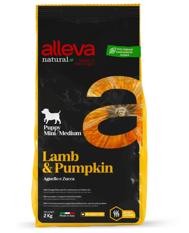 Сухой корм Alleva Natural Puppy Mini / Medium Lamb And Pumpkin  для щенков мелких и средних пород, беременных и кормящих собак (Ягненок и тыква)
