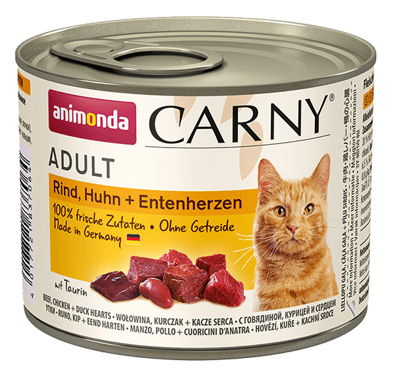 Консервы Карни для взрослых кошек Carny Adult (с говядиной, курицей и сердцем утки)
