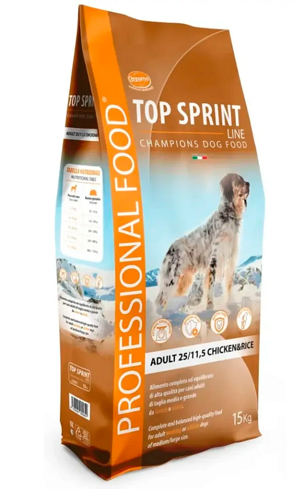 Корм Cennamo Top Sprint Adult Dog CHICKEN & RICE (25/11,5) для взрослых собак всех пород (курица и рис)