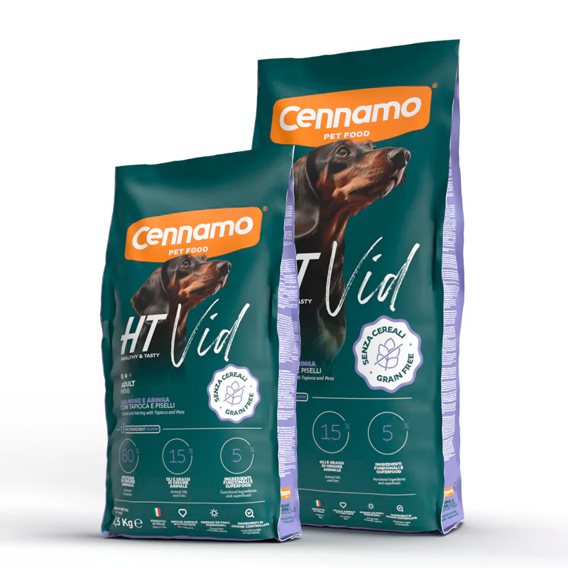Корм беззерновой Cennamo HT VID Adult Mini SALMONE E ARINGA для взрослых собак мини пород (лосось и сельдь)