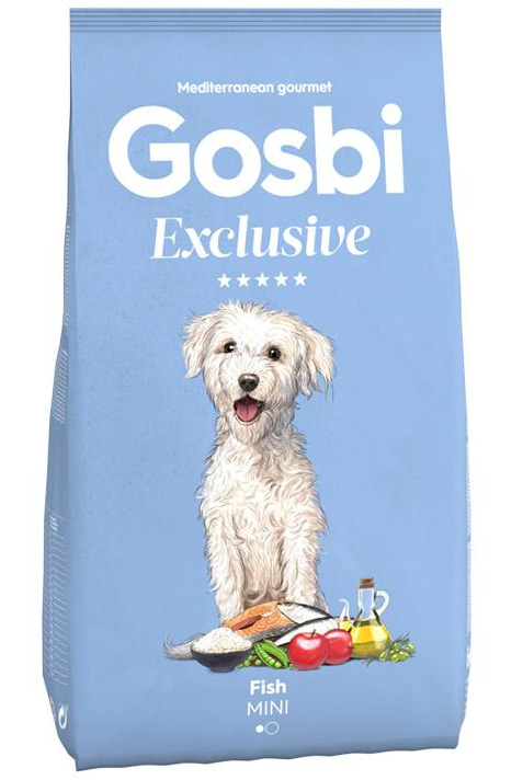 Низкозерновой корм Gosbi Exclusive Adult Fish Mini для взрослых собак мелких пород (Голубая рыба и лосось)