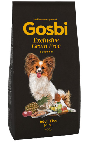 Беззерновой корм Gosbi Exclusive GF Adult Fish Mini для взрослых собак мелких пород (Голубая рыба и лосось)
