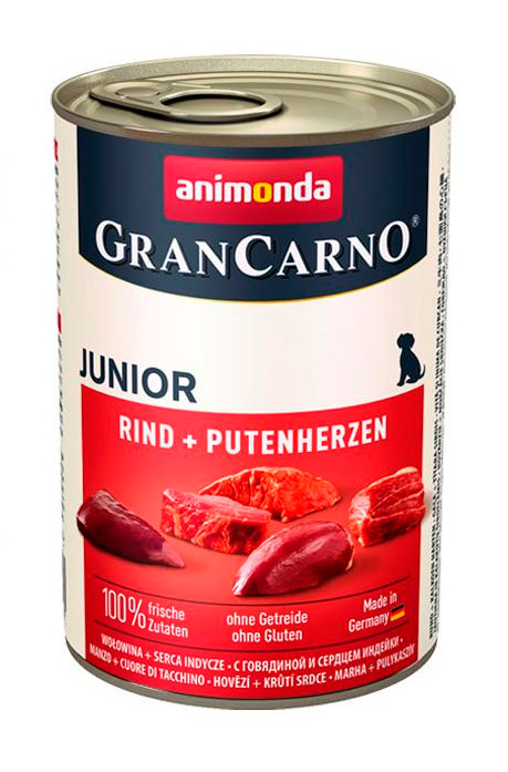 Консервы Гран Карно для щенков Gran Carno Junior (Говядина, сердце индейки)