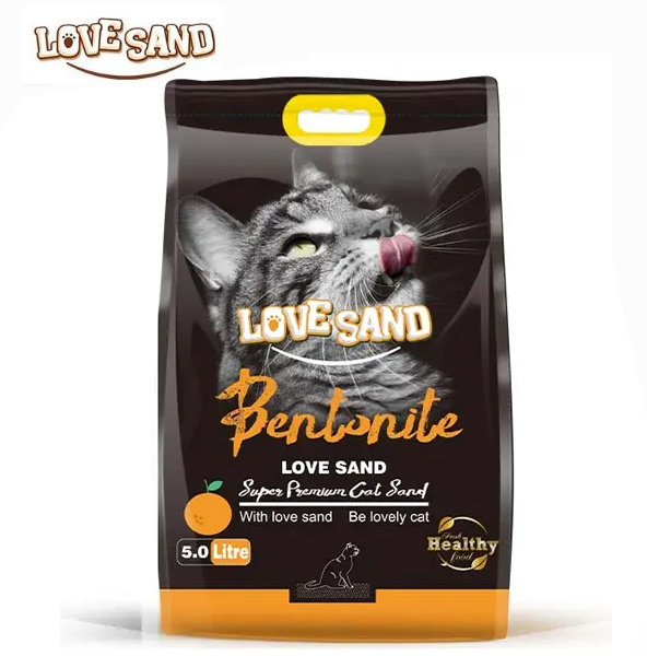 Бентонитовый комкующийся наполнитель Love Sand Orange с ароматом апельсина