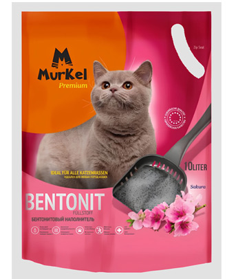 Бентонитовый комкующийся наполнитель Murkel Sakura с ароматом сакуры