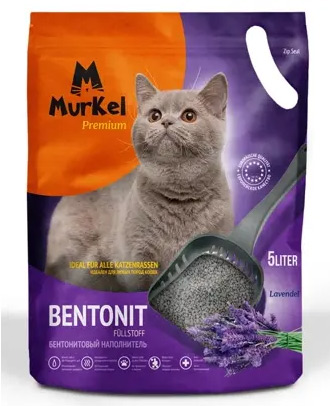 Бентонитовый комкующийся наполнитель Murkel Lavender с ароматом лаванды