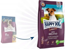 Сухой беззерновой корм для собак мелких пород с чувствительным пищеварением Happy Dog Sensible Mini Ireland 24/12 (кролик, лосось) Image 1