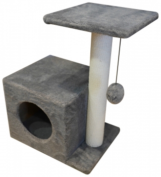 Домик Cat House с боковой полкой с шариком на резинке (мех, хлопок), 58 см Image 0
