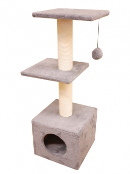 Домик Cat House с двумя полками с шариком на резинке (мех, хлопок), 100 см Image 0