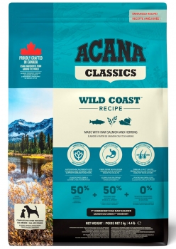 Корм низкозерновой Acana Dog Wild Coast с рыбой для взрослых собак всех пород (Акана Вайлд Коуст)