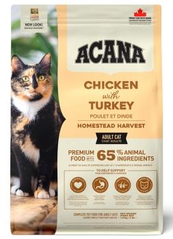 Корм низкозерновой Acana Cat Homestead Harvest для взрослых кошек с курицей и индейкой (Акана Хоумстед Харвест)