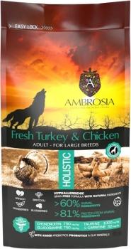 Корм холистик Ambrosia Adult Large Breeds беззерновой для собак крупных пород - Свежие индейка и курица