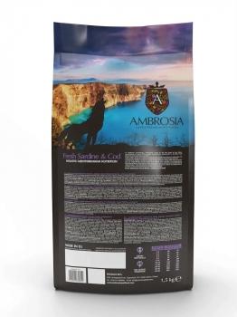 Монопротеиновый корм Ambrosia Mediterranean Sterilised / Senior  для стерилизованных собак и пожилых с ожирением - Свежие сардина и треска — изображение 2