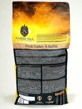 Корм холистик Ambrosia Adult All Breeds беззерновой для собак всех пород - Свежие индейка и кролик — изображение 3