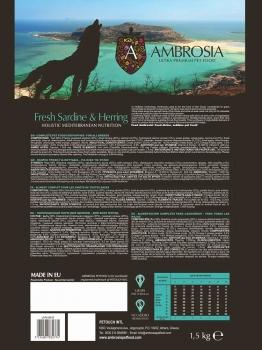 Монопротеиновый корм Ambrosia Mediterranean Puppy All breeds для щенков, кормящих сук, и взрослых собак с повышенной активностью - Свежие сардина и сельдь — изображение 2