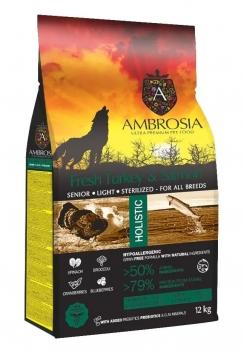 Корм холистик Ambrosia Senior All Breeds беззерновой для пожилых, с ожирением и стерилизованных собак - Свежие индейка и лосось — изображение 2