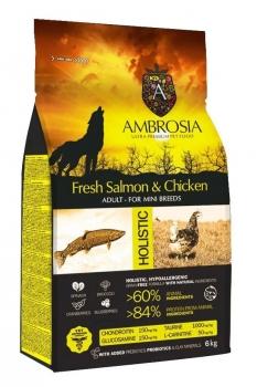 Корм холистик Ambrosia Adult Mini Breeds беззерновой для собак мелких пород - Свежие лосось и курица — изображение 2
