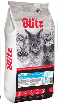 Сухой корм BLITZ Classic Sterilised Adult Cat Chicken для взрослых стерилизованных кошек (Курица)