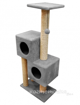 Игровой комплекс двойной домик с шариком на резинке, мех и сизаль. 1,27 м Image 1