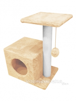 Домик Cat House с боковой полкой с шариком на резинке (мех, хлопок), 58 см Image 1