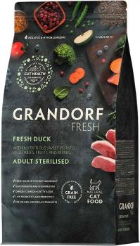 Беззерновой гипоаллергенный корм GRANDORF CAT Fresh Duck & Sweet Potato Adult STERILISED для взрослых стерилизованных кошек (утка и батат)