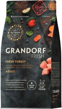 Беззерновой гипоаллергенный корм GRANDORF CAT Fresh Turkey & Sweet Potato ADULT для взрослых кошек (индейка и батат)