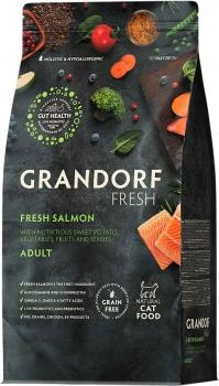 Беззерновой гипоаллергенный корм GRANDORF CAT Fresh Salmon & Sweet Potato ADULT для взрослых кошек (лосось и батат)