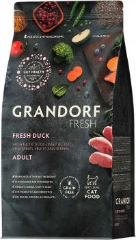 Беззерновой гипоаллергенный корм GRANDORF CAT Fresh Duck & Sweet Potato ADULT для взрослых кошек (утка и батат)