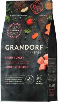 Беззерновой гипоаллергенный корм GRANDORF CAT Fresh Turkey & Sweet Potato Adult STERILISED для взрослых стерилизованных кошек (индейка и батат)