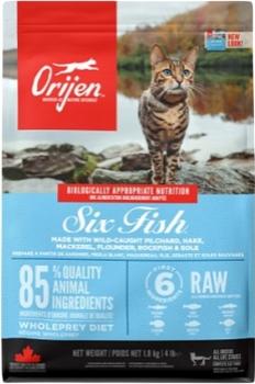 Корм беззерновой Orijen Cat 6 Fish гипоаллергенный для кошек (Ориджен 6 рыб)