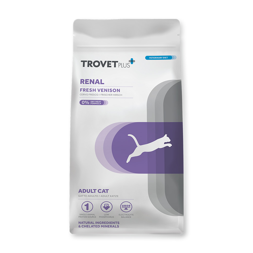 Диетический корм Trovet Plus Adult CAT Renal Fresh Vension для кошек при хронической почечной недостаточности (свежая оленина)
