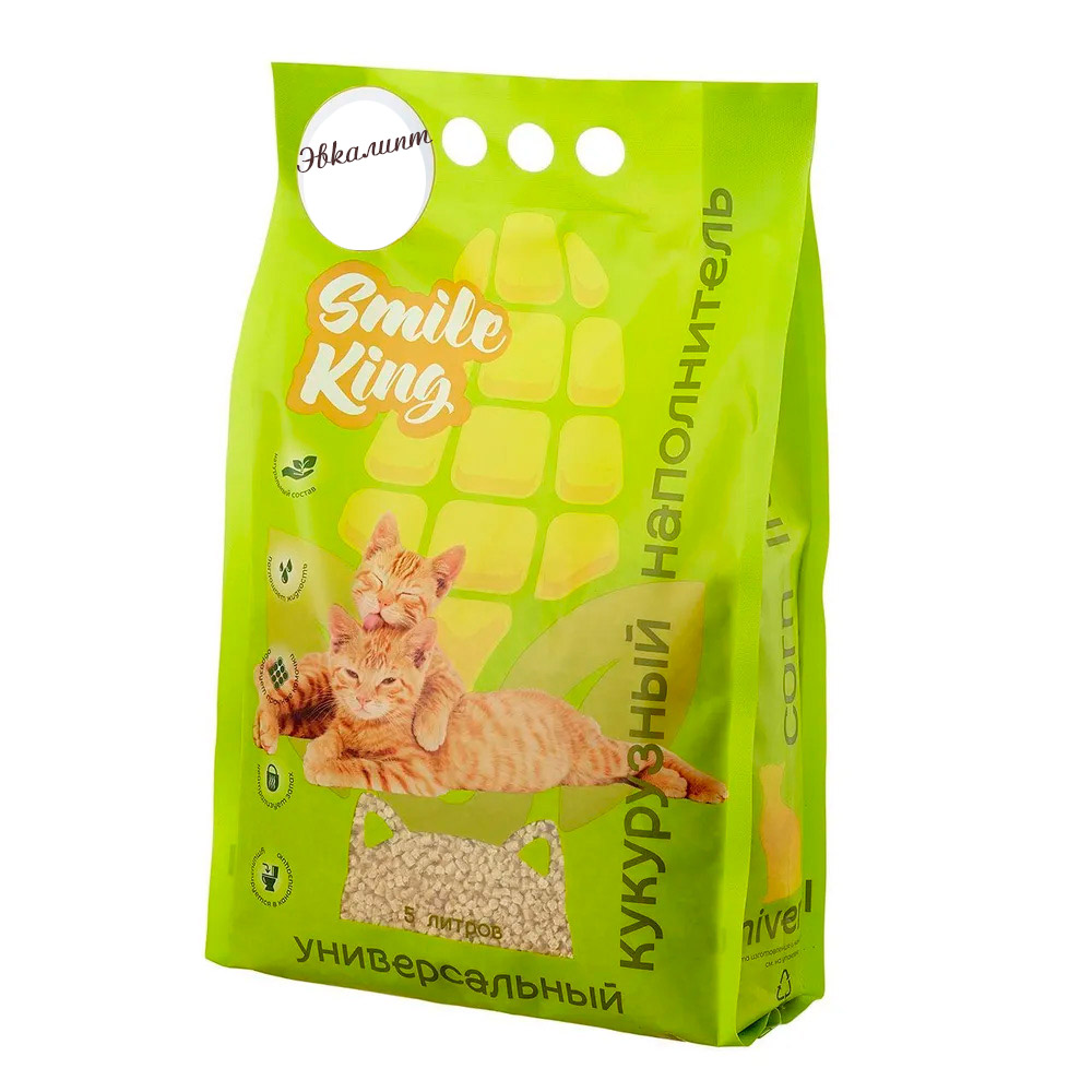 Универсальный кукурузный наполнитель "Smile King" (Эвкалипт)