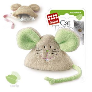 Игрушка GiGwi для кошек Мышка с кошачьей мятой, плюш, 8 см