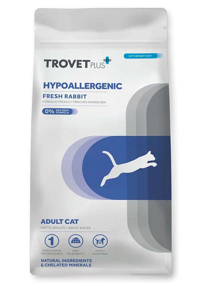 Гипоаллергенный корм Trovet Plus CAT Hypoallergenic Fresh Rabbit для взрослых кошек с пищевой гиперчувствительностью (свежее мясо кролика)
