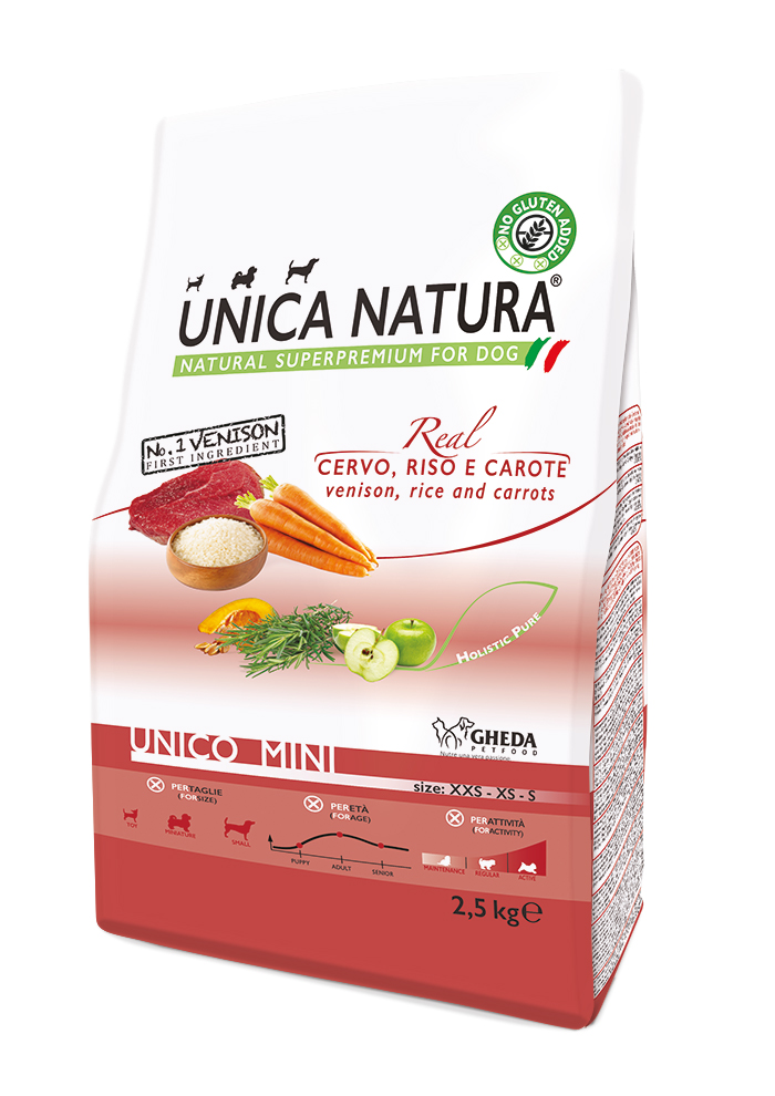Корм для собак мелких пород Unica Natura Mini оленина, рис, морковь