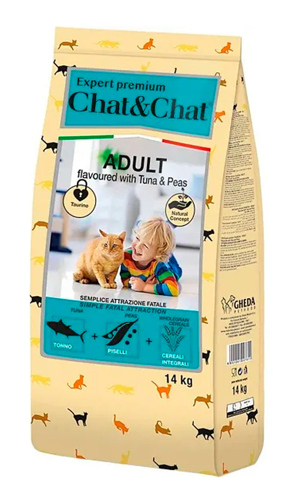 Сухой корм для взрослых кошек Chat & Chat Expert Adult Cat (Тунец и горох)