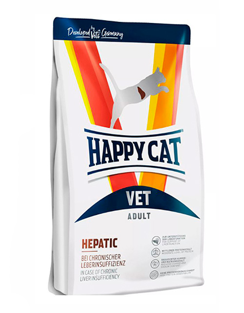 Сухой корм для кошек Happy Cat VET Diet Hepatic Adult 28/18 при заболеваниях печени, при печеночной энцефалопатии, при портосистемных шунтах